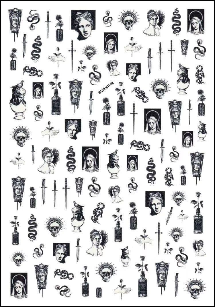 2020  3D Nail Art Stickers Bohemia Leopard Cross Word Image Nails Stickers For Nails Sticker Decorations Manicure Z0375