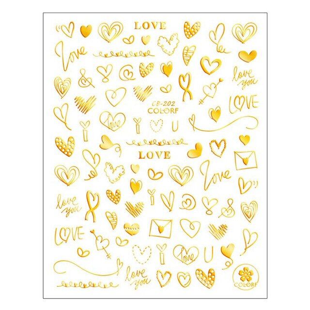 Valentine's Day Nail Stickers Ins Popular Black Gold Red Adhesive Nail Stickers Red Lips Love Heart-shaped Animal Rose Vine Nail