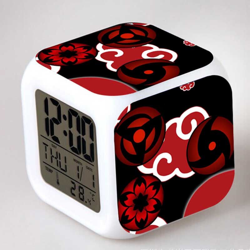 Flashing LED Alarm Clock Colorful Touch Light Desktop Sasuke Anime Figure Toys