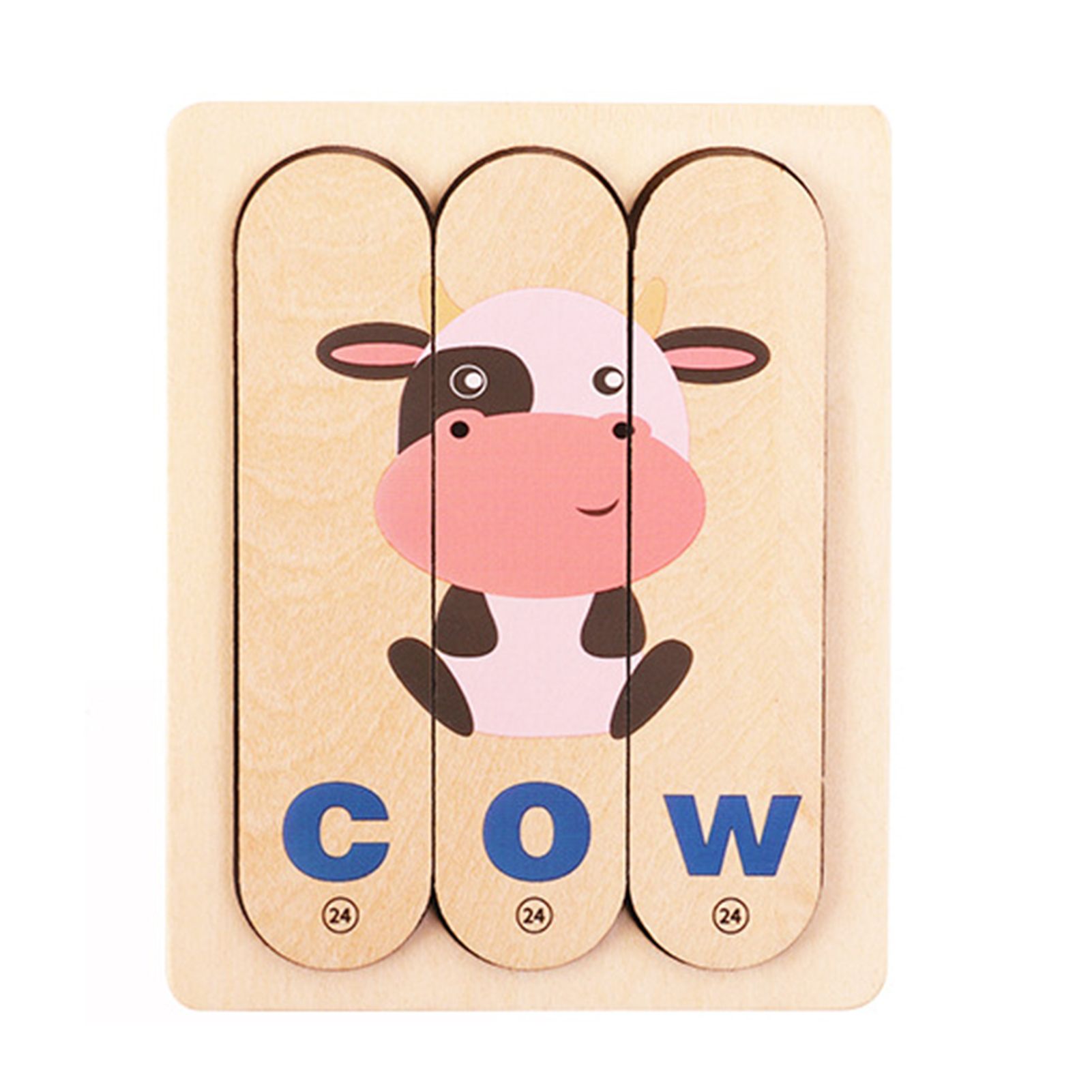 English Word Letter Matching Wooden Long Strip Jigsaw Board Puzzle Toy for Kids