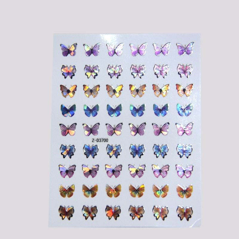 1pc Rose gold Nail Sticker Rose Flowers 3D Nail Slider Decals Laser Butterfly Nail Art  Stickers Manicure Decorations