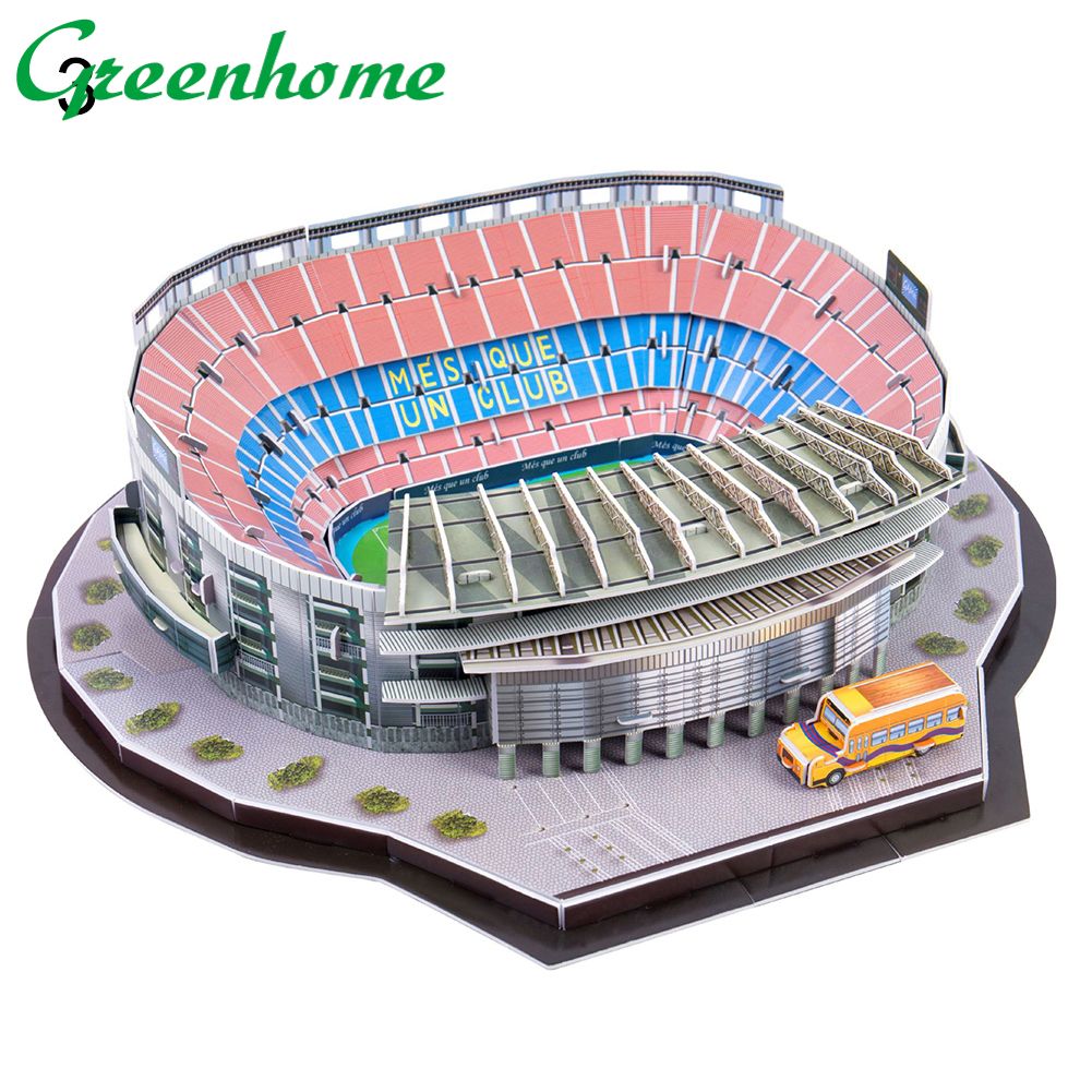 Greenhome Kids Children Funny Football Soccer Stadium Model 3D Jigsaw Puzzle Game DIY Toy