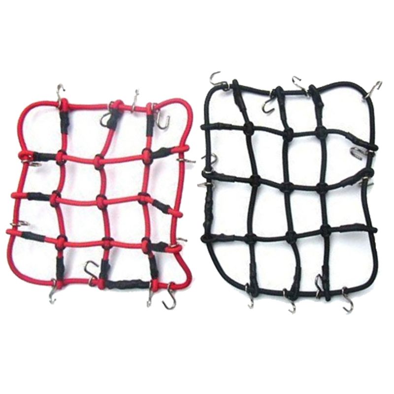 2 Pcs RC Car Parts Accessories Elastic Luggage Net for 1/12 MN D90 D99 MN99S,Red & Black