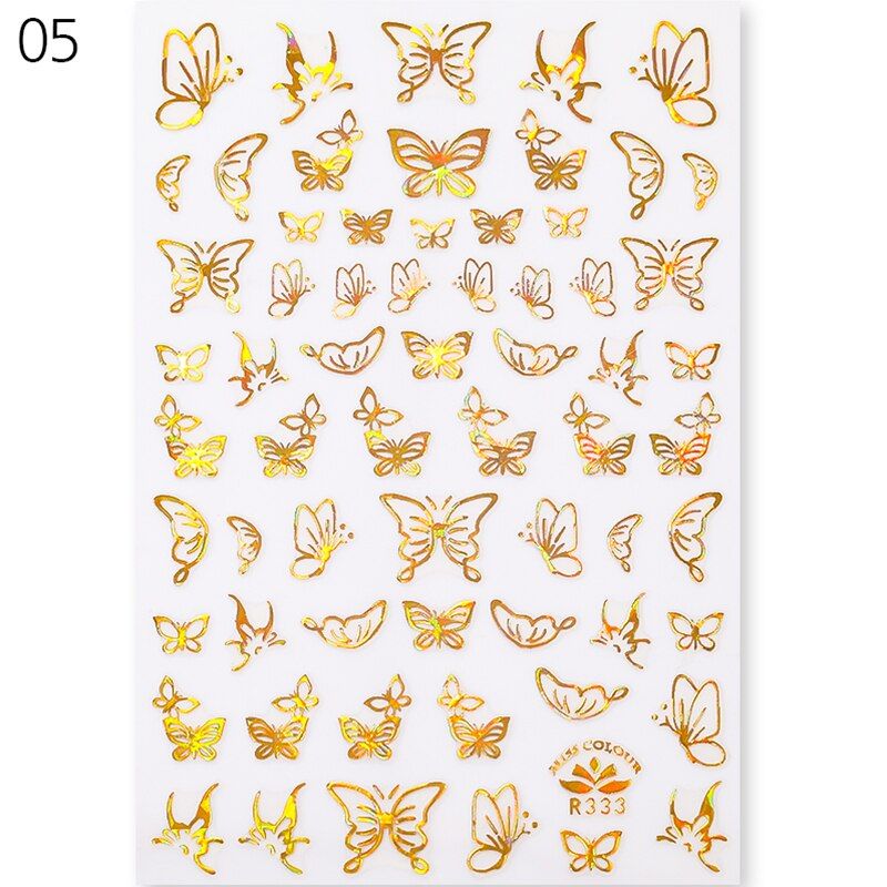1 Sheet 3D Nail Stickers Holographics Butterfly Nail Art Stickers Colorful DIY Nail Art Decoration