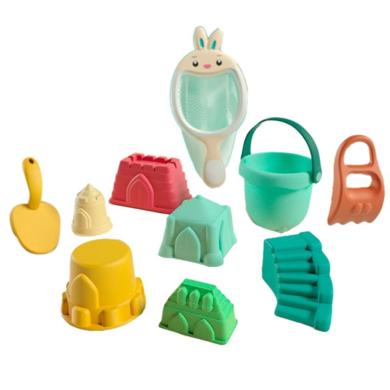 Beach Toys for Toddlers Soft Truck Molds with Mesh Bag Sand and Summer Water Play Game Bucket Sand Molds Tool