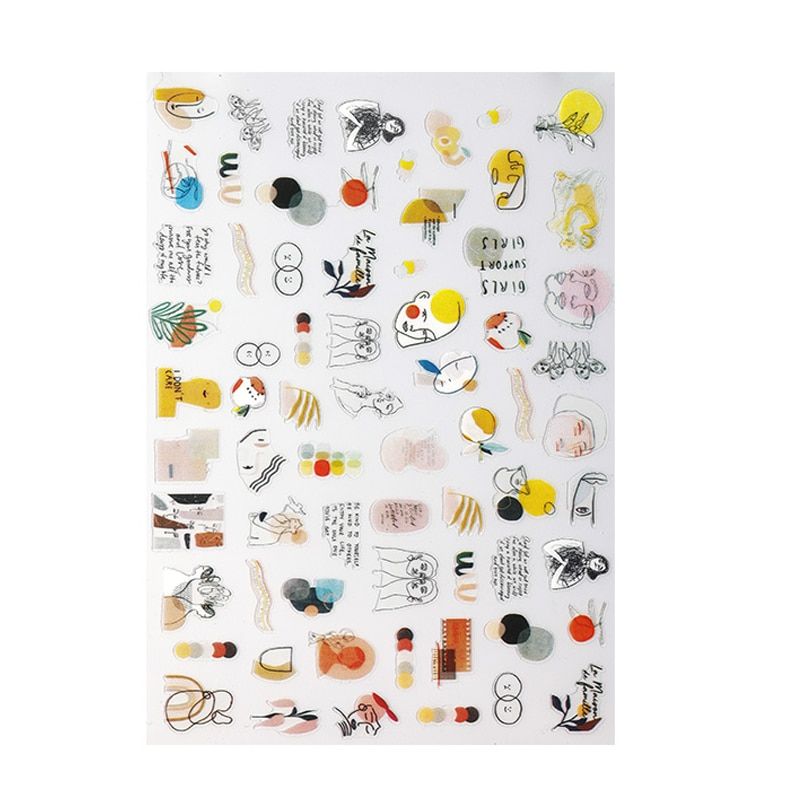 New 3D Nail Art Stickers Bohemia Black Letter Abstract Image Nails Stickers for Nails Sticker Decorations Manicure