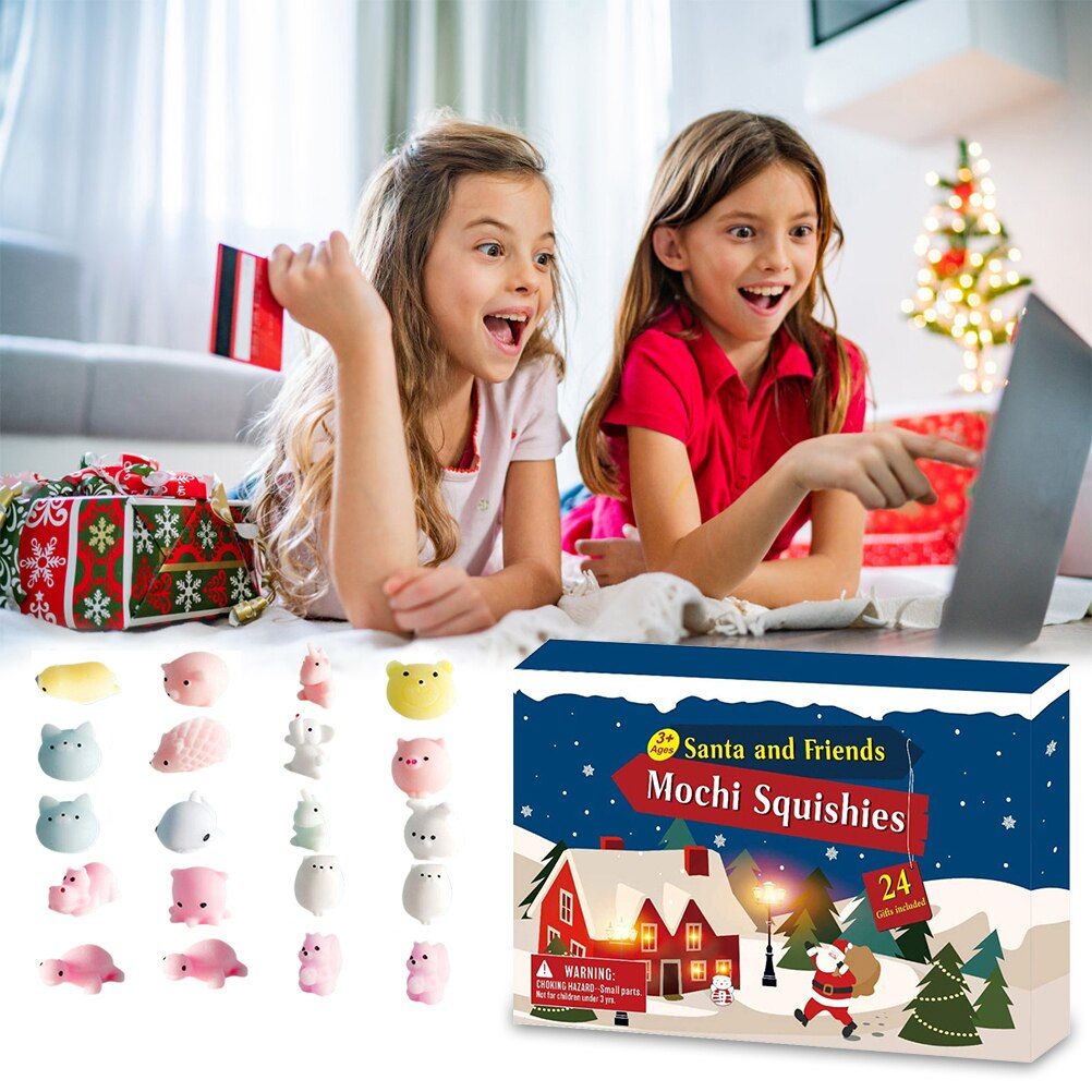 Christmas Advent Calendar 24PCS Different Cute Animal Toys for Squeezing Stress Christmas Countdown Toys Gift for Kids