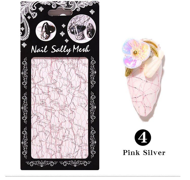 1 Box 3D Mesh Nail Foils Gold Foil Gauze Nail Art Transfer Sticker Decoration Slider Nail Decals Nail Art DIY Design Accessories
