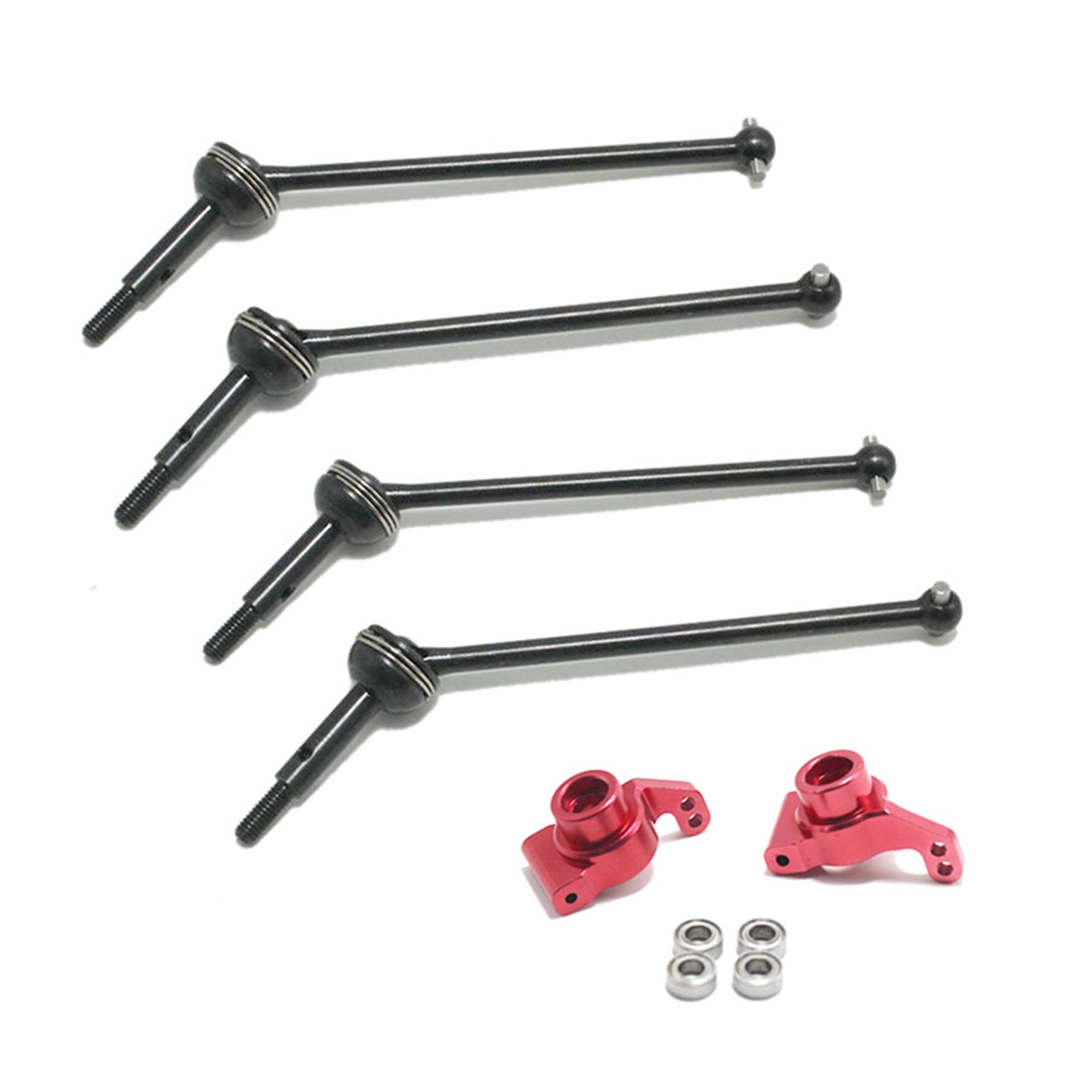 2PCS Rear Wheel Seat Rear Hub Carrier Stub Axle Carrier with Bearing for WLtoys 144001 1/14 Red & 4Pcs CVD Drive Shaft