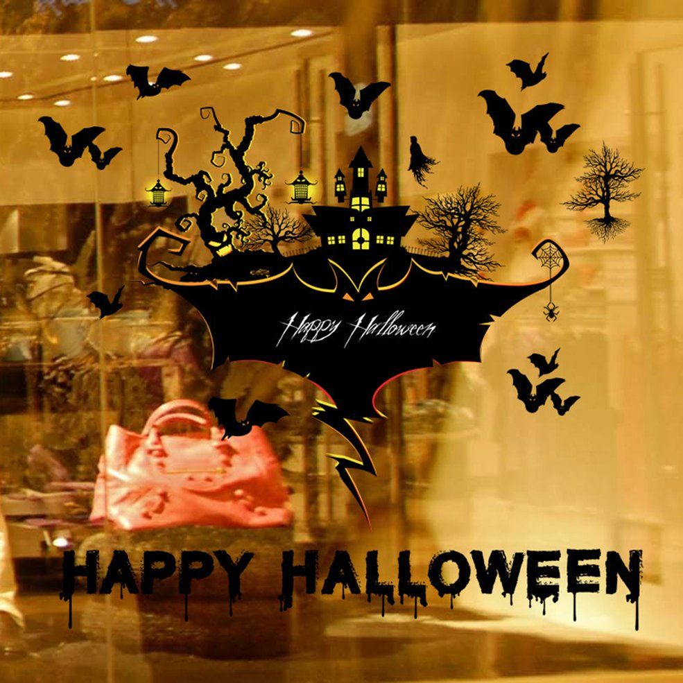 Happy Festival Halloween Decoration Cartoon Wall Sticker for Home Decoration-multi-color mixed
