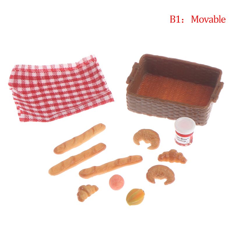 Dollhouse Miniature Bread Basket Simulation Food Model Toys DollHouse Decoration