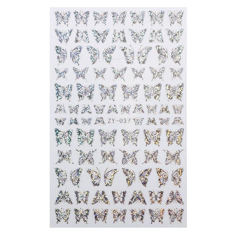 3D Nail Art Stickers Bronzing Butterfly Adhesive Sliders Nail Decals Laser Butterfly Nail Sticker Wrap Foils Nail Art Decoration