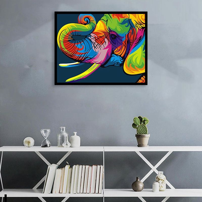 Painting By Numbers Diy Colourful Elephant Frameless Digital Painting Animals Drawing By Numbers on Canvas