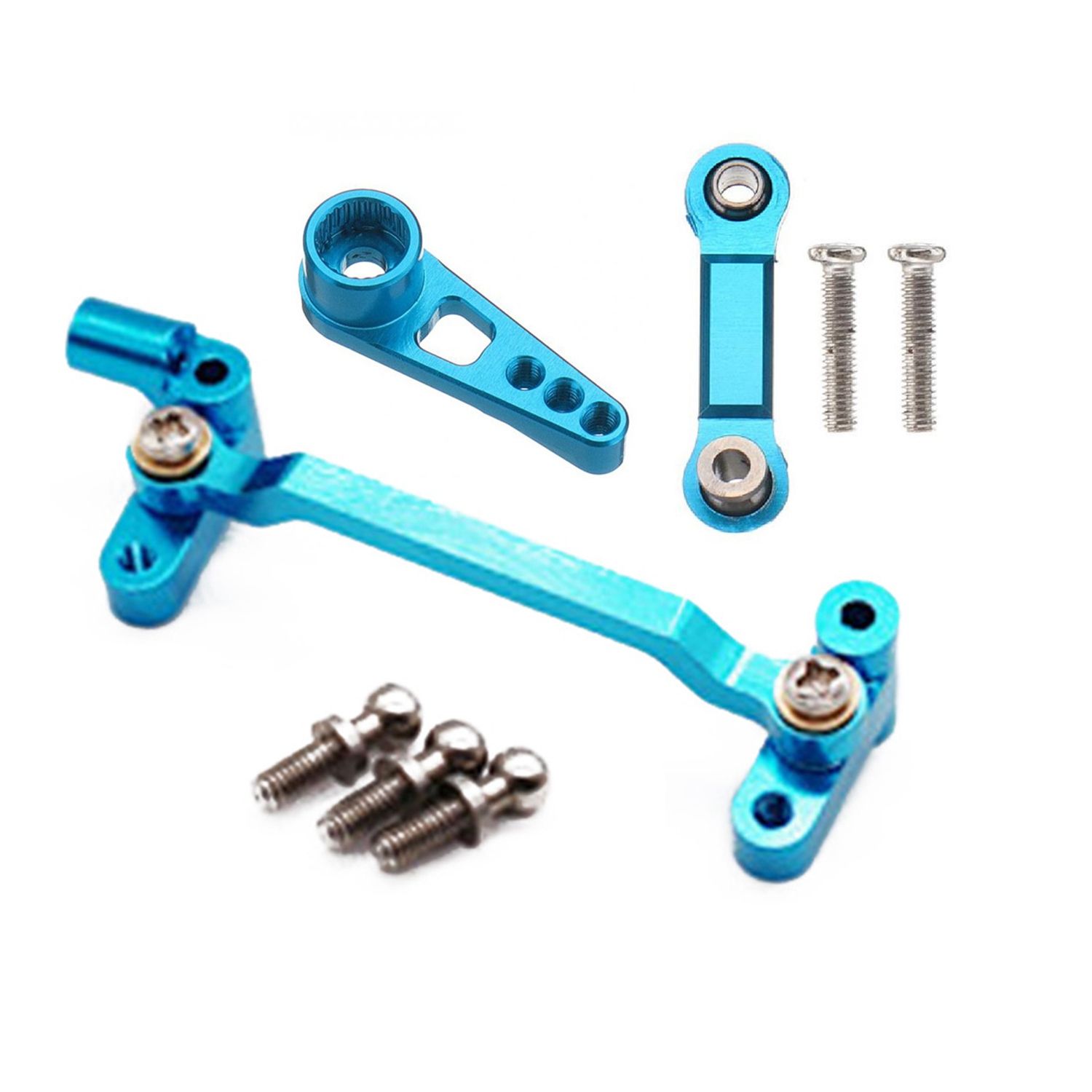 2Set for Wltoys RC Parts: 1 Set Steering Cylinder Mounting Block & 1 Set 25T Steering Servo Horn Arm + Servo Rudder Rod ， A959 parts