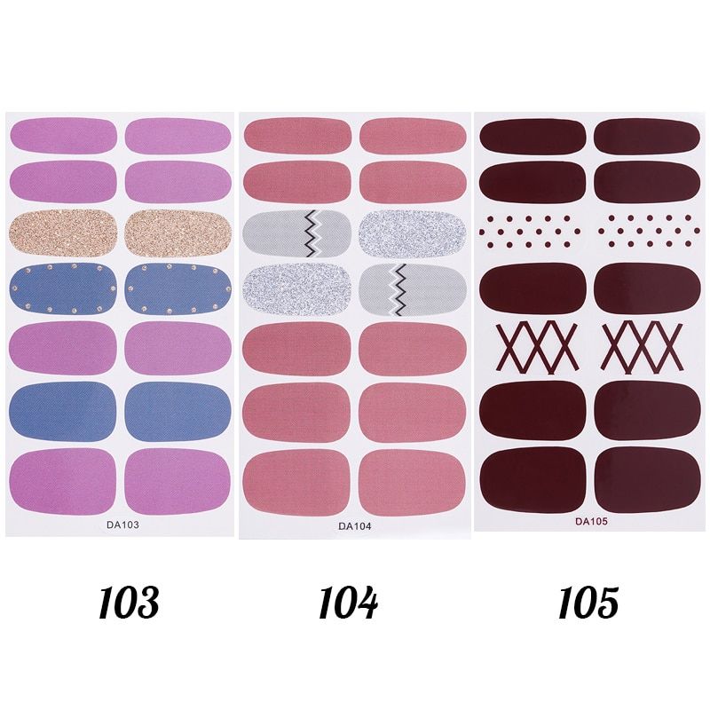 3 Sheets/lot Full Cover Self Adhesive Nail Stickers Polish Strips Nail Tip Wrap Manicure
