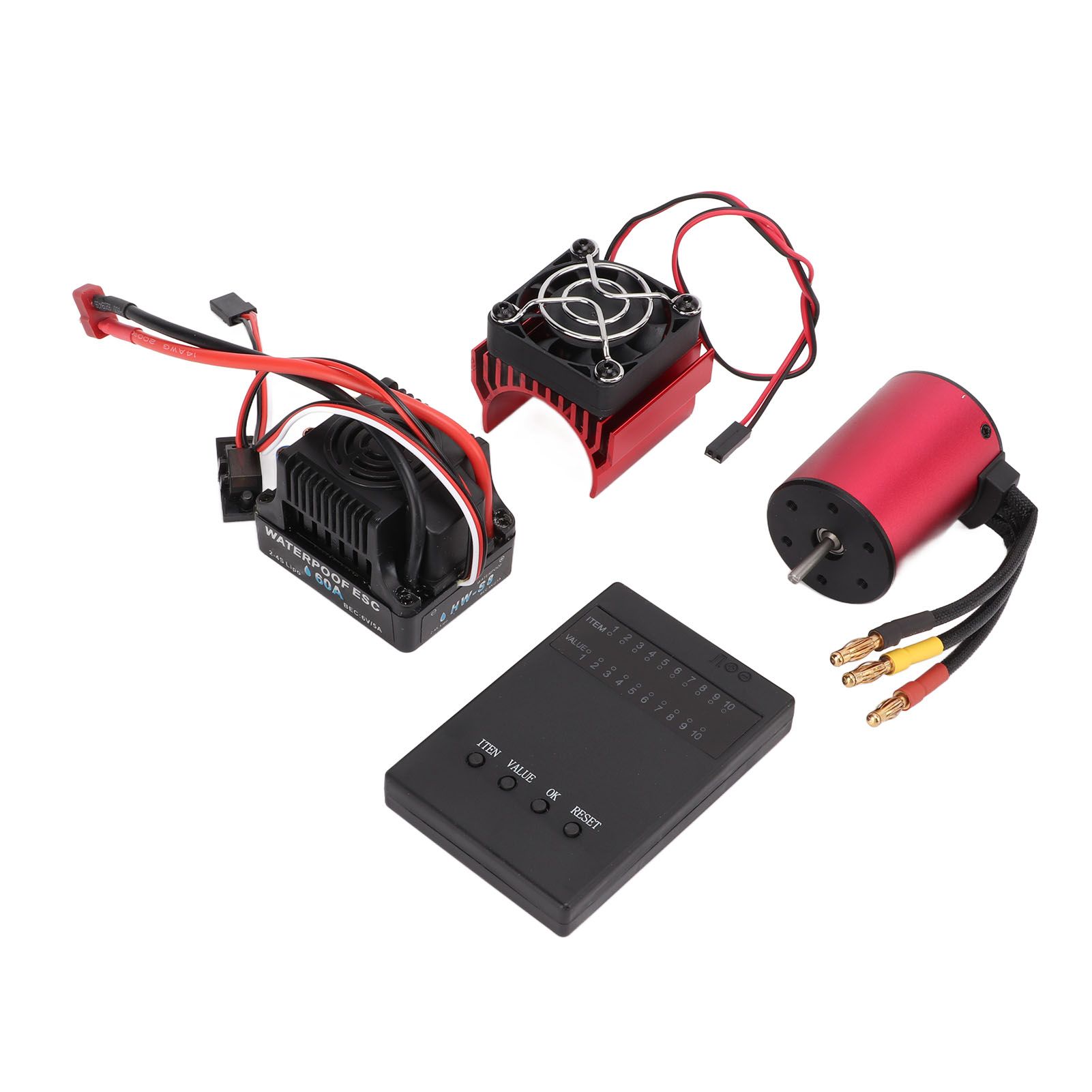 RC S3650 5200KV 60A Brushless ESC Programming Card Heat Sink For 1/10 Car