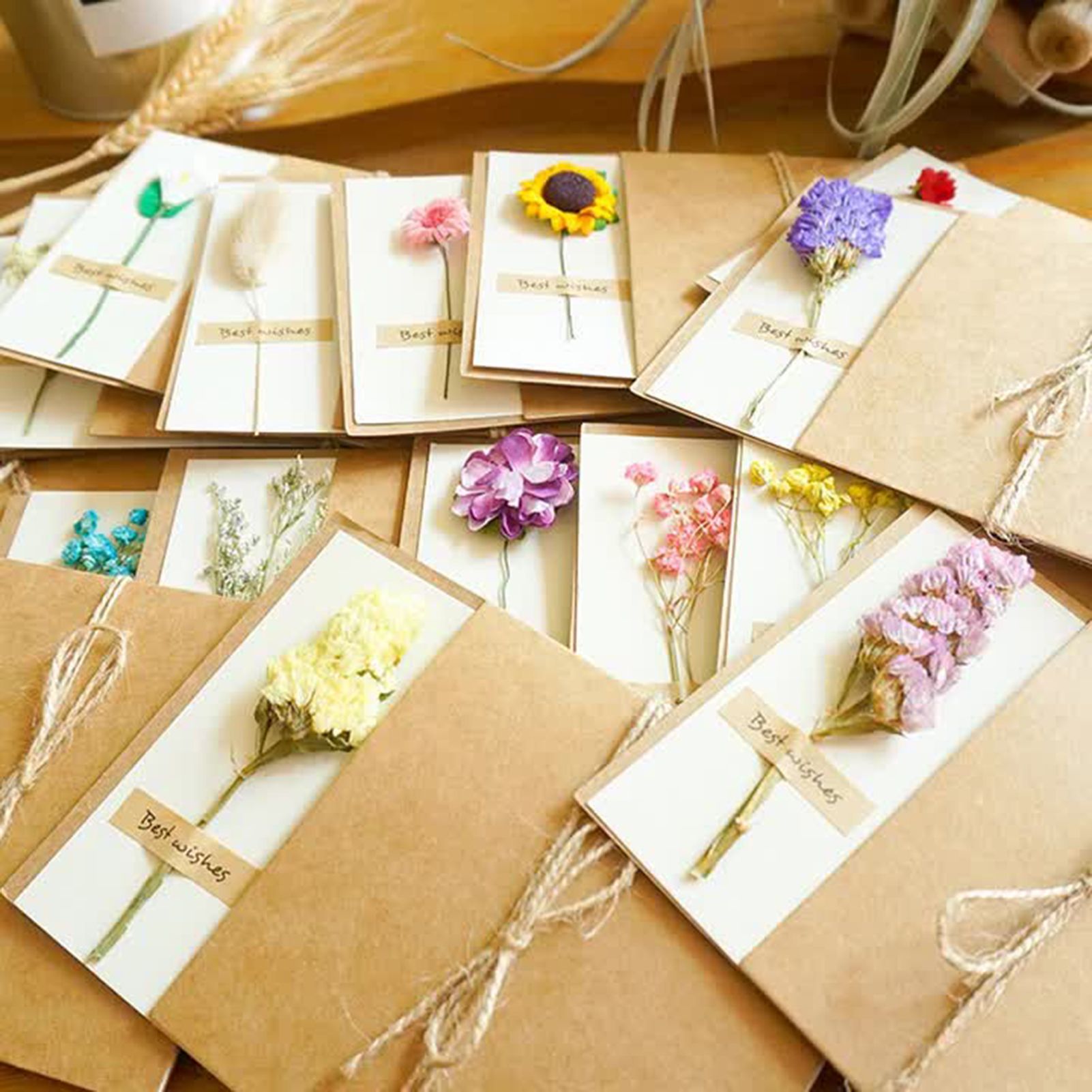 HelloWorld Thank You Card Attrtive Greeting Cards with Simulation Flower