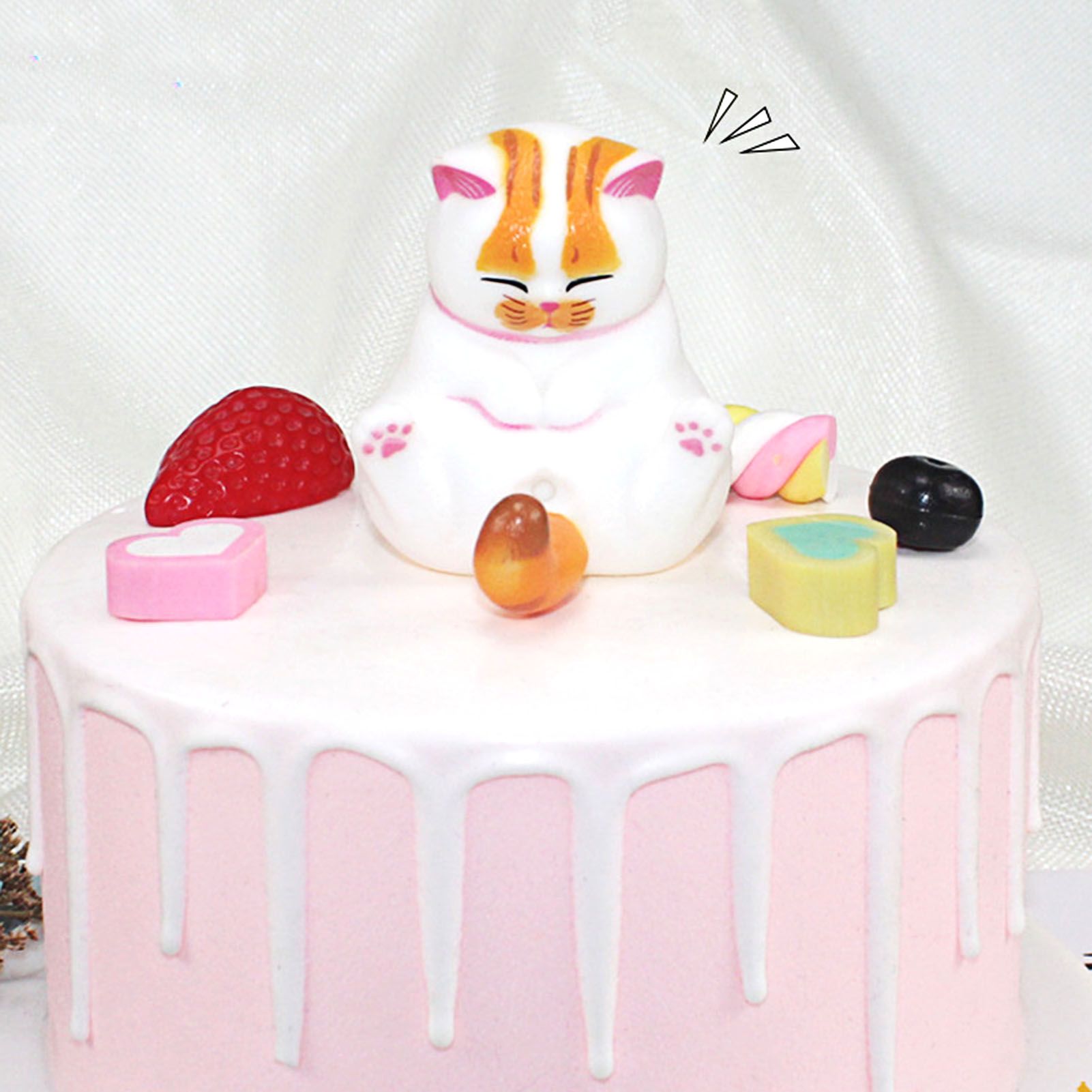 Cartoon Cat Design Doll Model Cake Topper Kids Birthday Party DIY Baking Decor