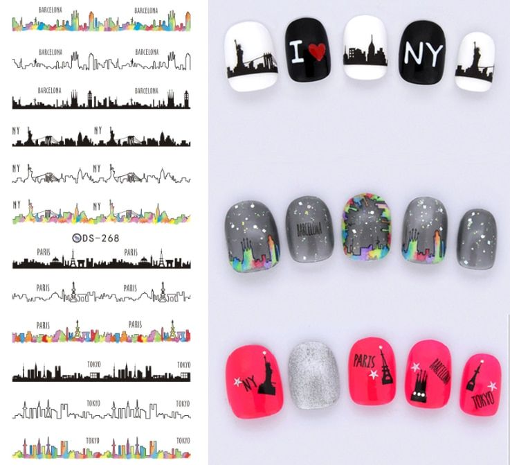 Rocooart DS284 Water Transfer Foils Nail Art Sticker Chinese Style Ink Paiting Fish Manicure Decals Minx Nail Decorations Tools