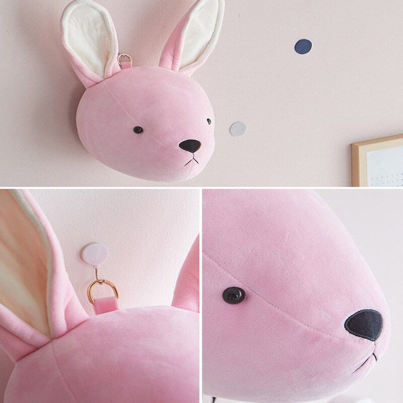Kids Room Plush Toys 3D Animal Heads Decoration Elephant Deer Unicorn Wall Hanging Decor For Baby Girls Nursery Room Decoration