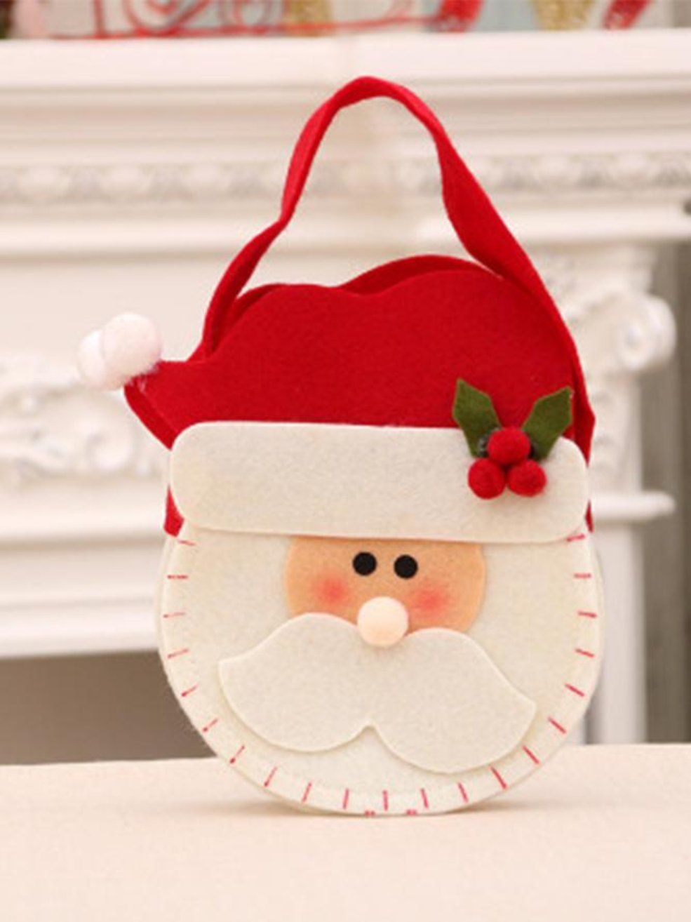 Christmas Gift Bag Candy Bag Non-Woven Christmas Apple Gift Bag Decoration-red 20*30CM
