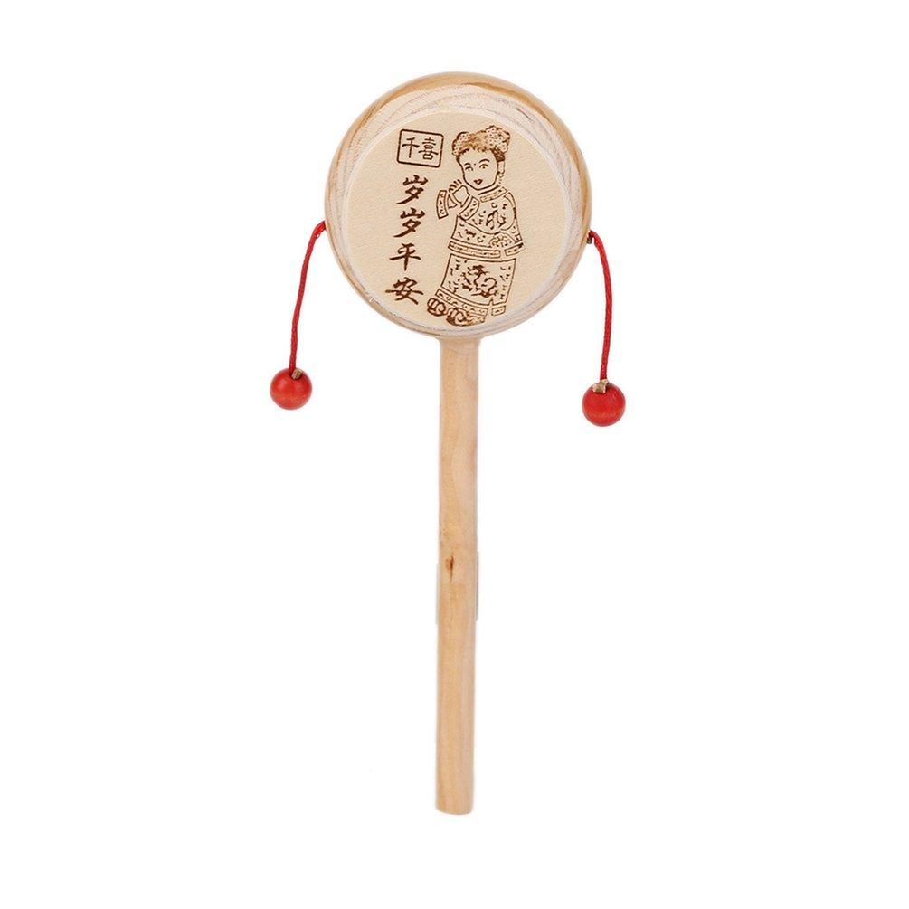 UR Baby Kids Child Wood Rattle Drum Instrument Child Musical Toy Chinese Styles