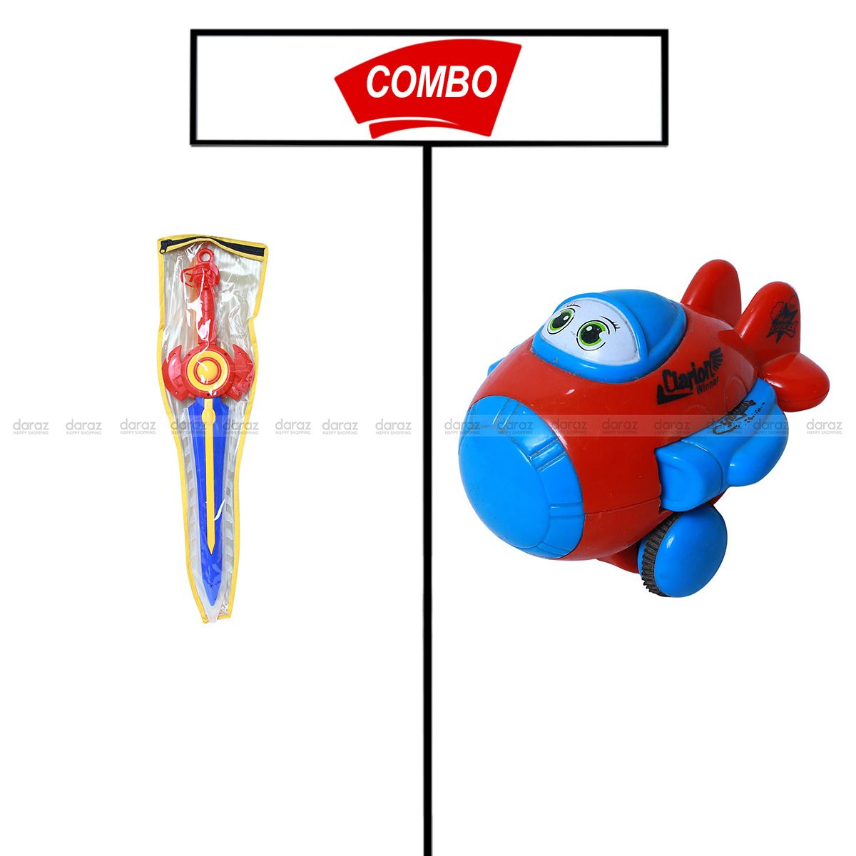 KIDS SWORD & CARTOON FACE TOY PLANE COMBO COMBO