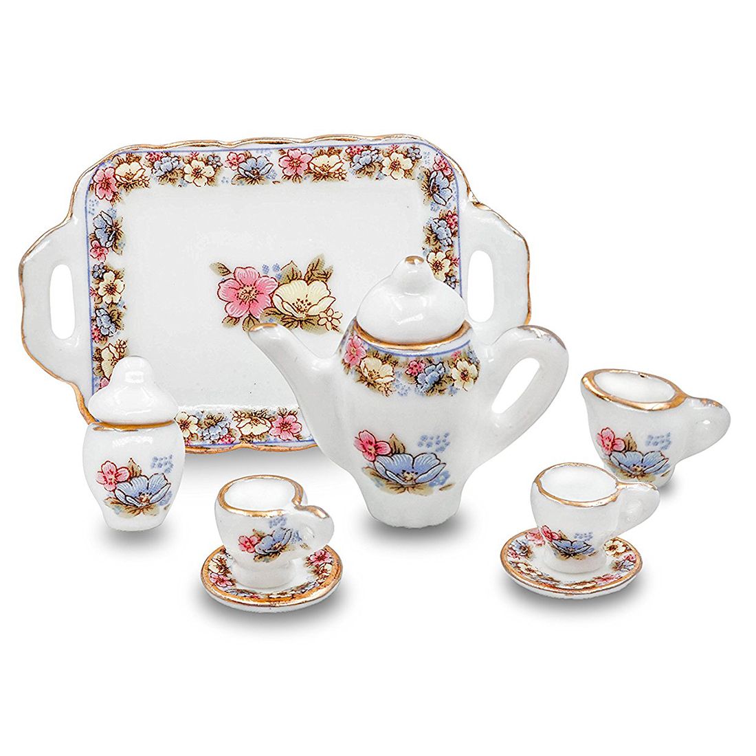 Harmony Porcelain Miniature Teapot Set Dollhouse Kitchen Accessories