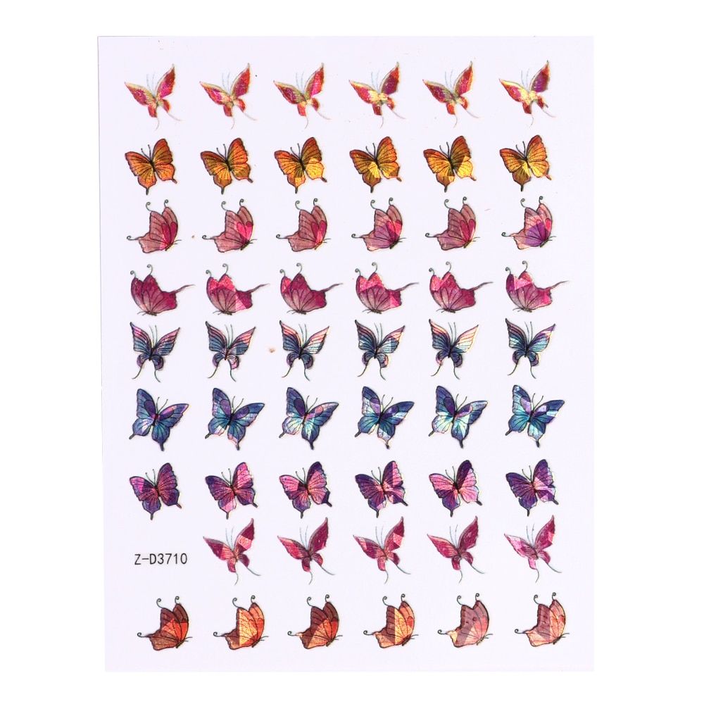 3D Holographics Colourful Butterfly Nail Art Decoration Design For Nail Design Nail Art Self-adhesive Stickers Various Pattern
