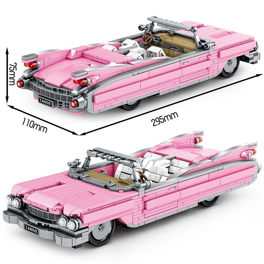 814Pcs Technic Classic Red Vintage Vehicle Building Blocks City Pull Back Car Creator Ideas Bricks Children Toys Birthday Gifts