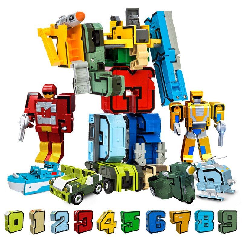 15Pcs Creative Blocks Assembling Educational Blocks Action Figure Transformation Number Robot Deformation Robot Toy For Children