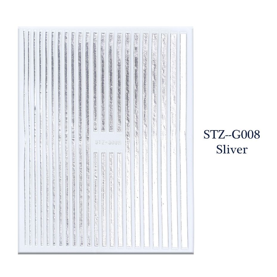 Gold Silver 3D Sticker Nail Art Decal Geometric Metal Line Nails Sticker Straight Wave Pattern Nail Art Decoration LYSTZG001-013