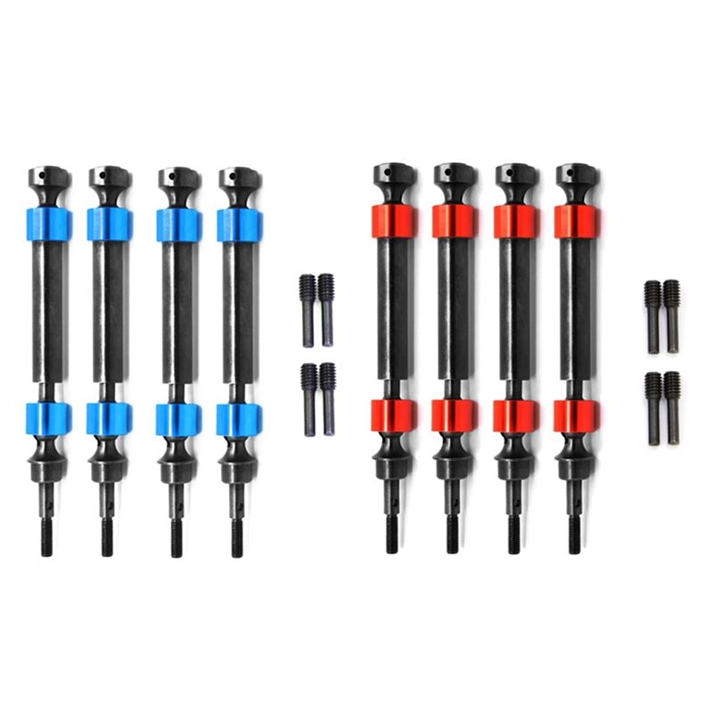 2 Set Hard Steel Splined CVD Drive Shaft for Traxxas 1/10 Maxx 4S 89076-4 RC Car Upgrade Parts Accessories, Blue & Red