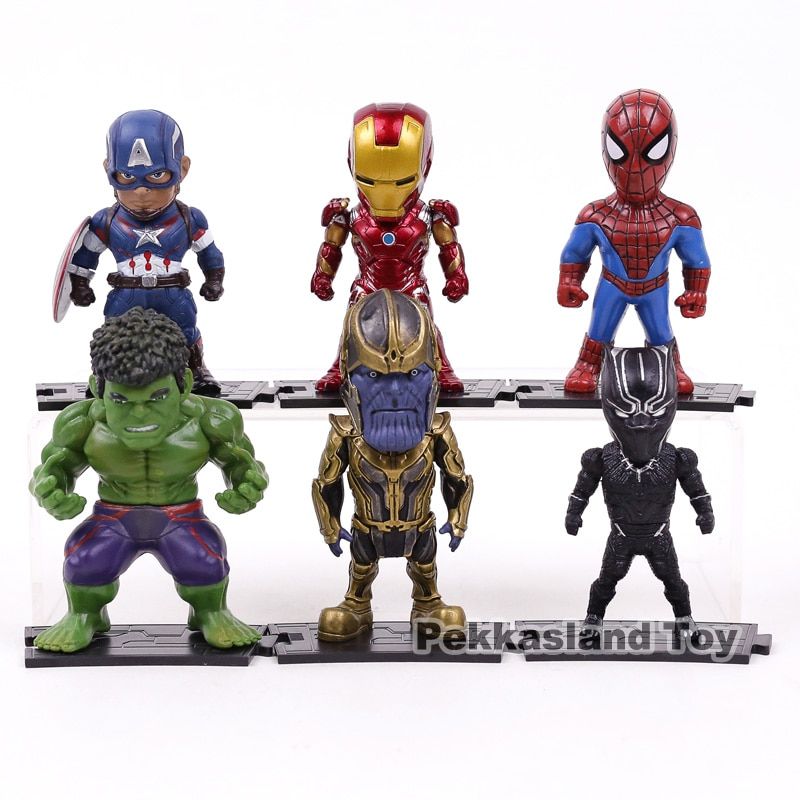 Avengers Infinity War Iron Man Captain America Spiderman Hulk Black Panther Thanos PVC Figures Toys 6pcs/set