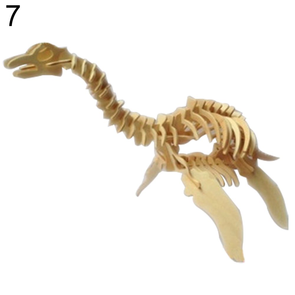 Funny 3D Simulation Dinosaur Skeleton Puzzle DIY Wooden Educational Toy for Kids