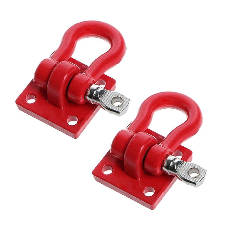 Metal Climbing Trailer Tow Hook Hooks Buckle, Winch Shackles Accessory for 1/10 Scale RC Crawler Truck D90 SCX10 Climbing Car,Red