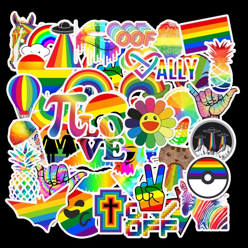 50Pcs PVC Waterproof Girls Kawaii Pink Yellow Blue Sticker Toys Luggage Stickers for Motor Car & Suitcase Fashion Laptop Decals
