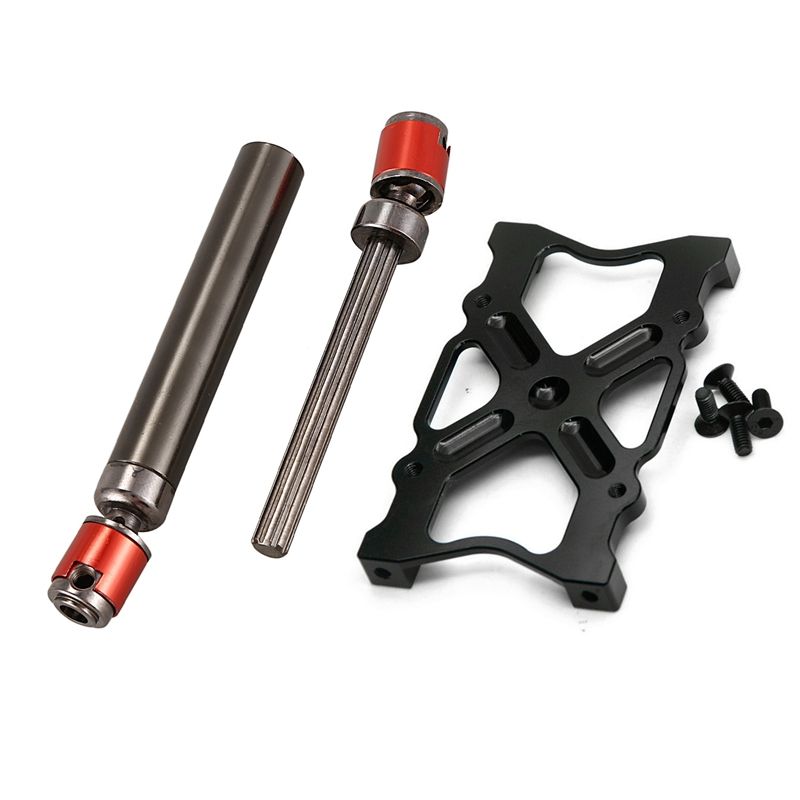 1Set Aluminum Bumper Mounting Plate for for AXIAL SCX10 1:10 Scale RC Car,Black & 2PCS Metal CVD Drive Shaft 110-140mm
