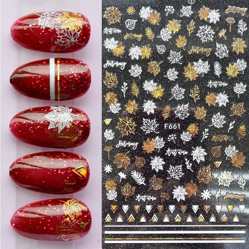 1pc Lines Glitter Nail Decals Stickers Gold Black Laser Geometric Slider Nail Art Adhesive Decorations