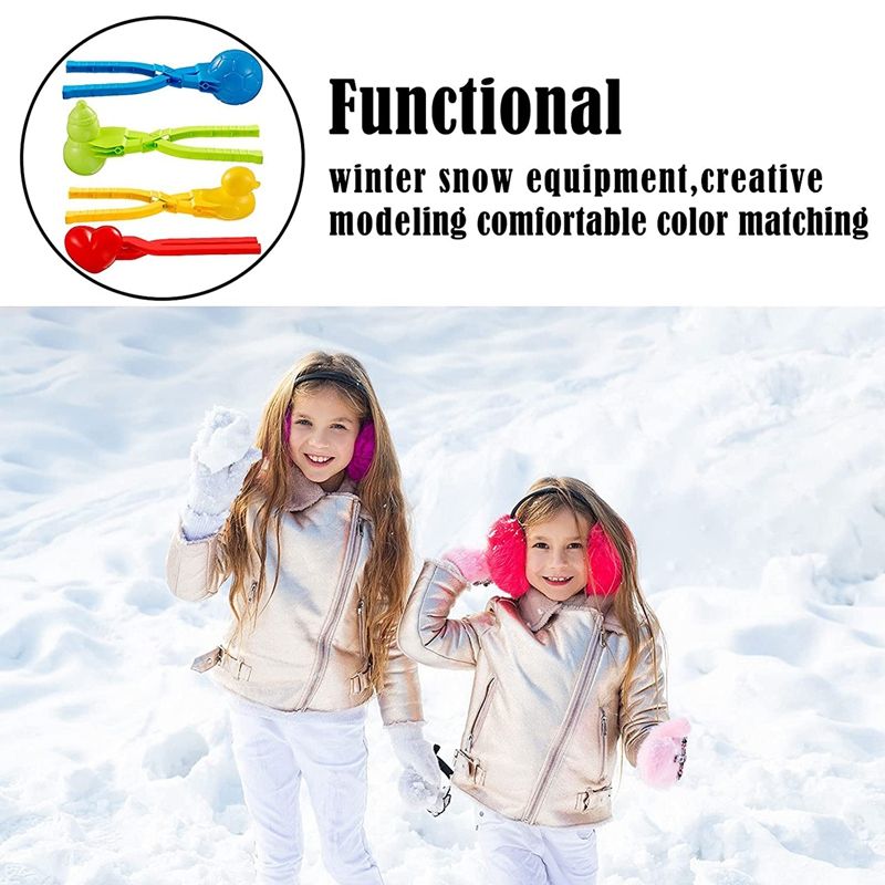 4 Pcs Snowball Maker Toys Snow Toy Kit Snowball Maker Clip Spherical Duck Snowman Heart Snowball Maker Snow Ball Clip