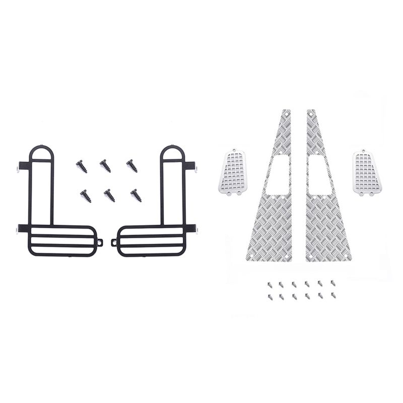 1 Set RC Car Parts Rear Lampshade Reversing Light Cover & 1 Set RC Car Parts Metal Anti-Skid Plate Intake Grille