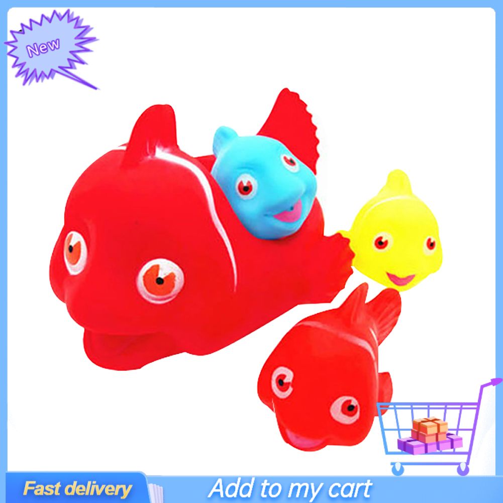 4Pcs Baby Bath Colorful Duck Crab Soft Floating Sound Squeaky Tub Toy