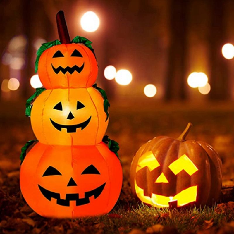 JAERBEE Halloween Decorations Inflatable Pumpkins -Pumpkin Stack, Outdoor LED Lights Pumpkin for Yard, Front Porch, Lawn-US Plug