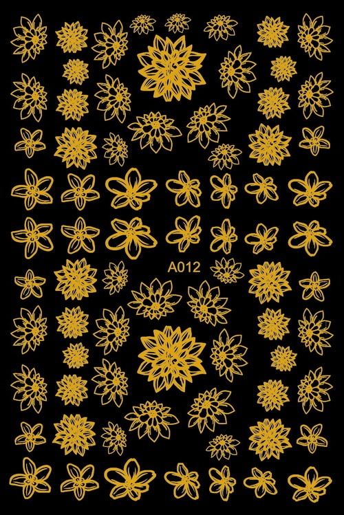 3D Gold White Black Flower Nail Stickers Decoration Sticker Design Manicure Back Glue Luxury Nail Decal Accessoires for Nail DIY