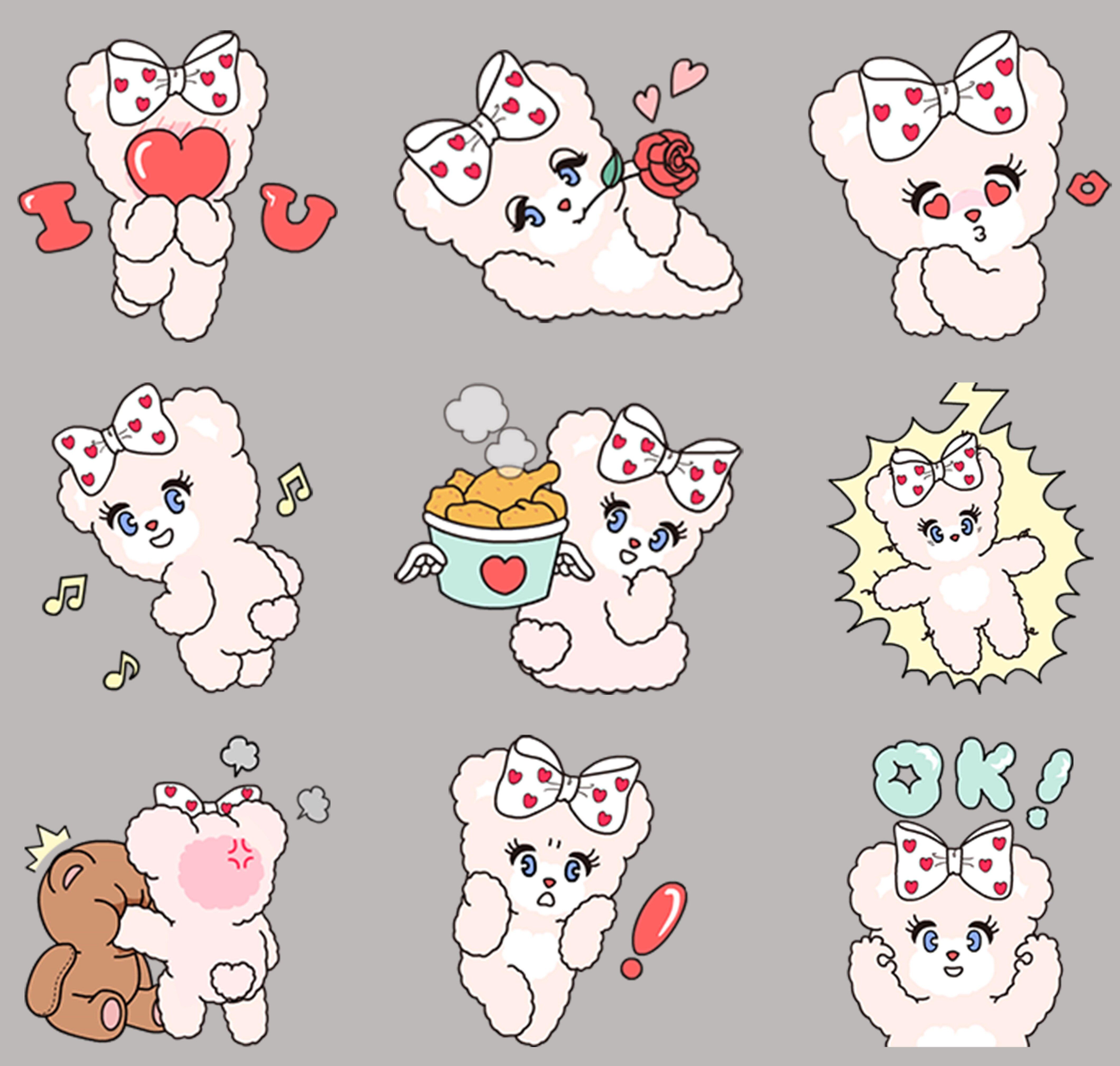 24 love pink bear stickers cartoon funny scrapbook stickers for children, DIY laptop suitcase skateboard motorcycle bicycle toy