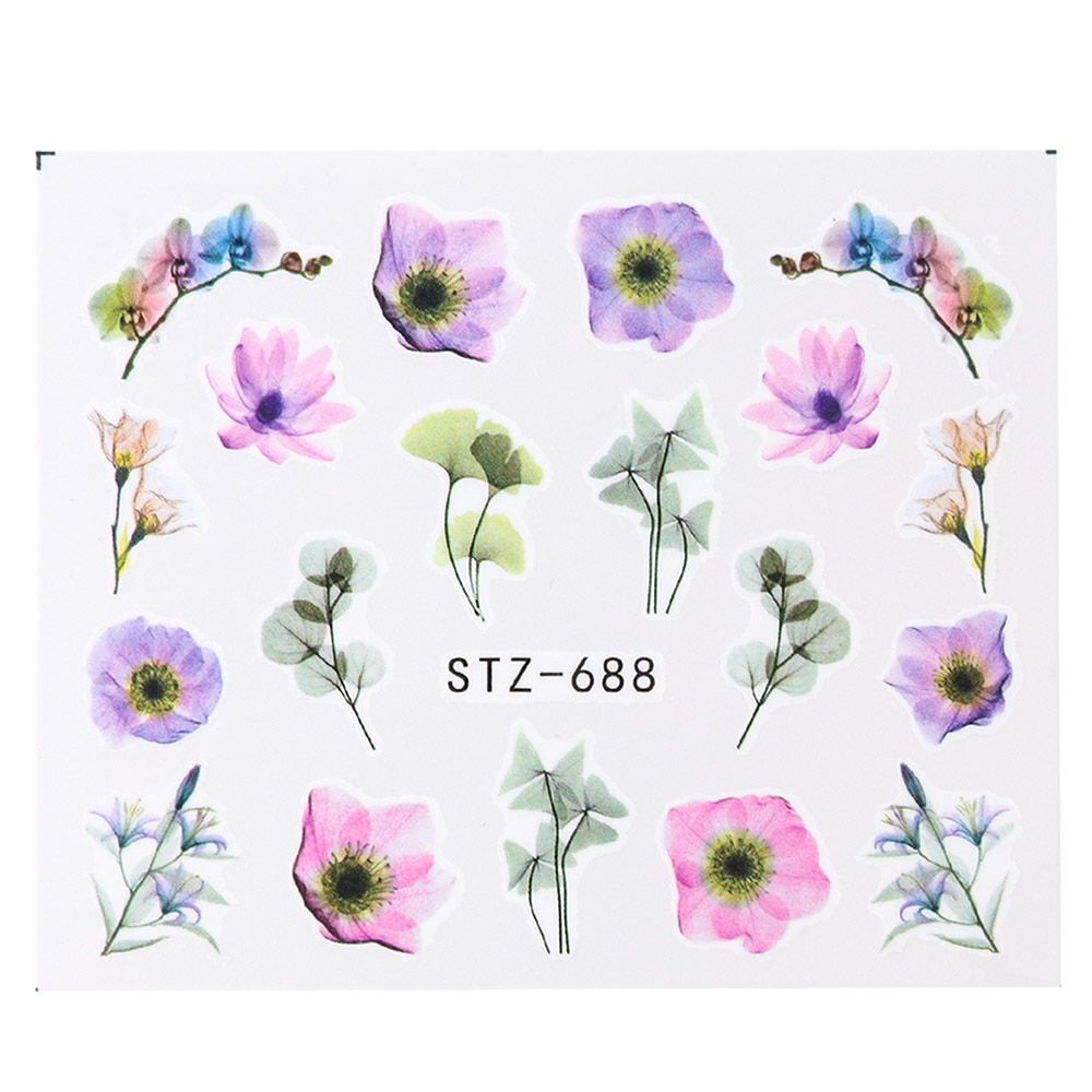 1pcs Colorful Flower Water Transfer Sticker Nail Art Decals Wraps Rose Flora Bloom Painting Tips Manicure Tools SASTZ683-706