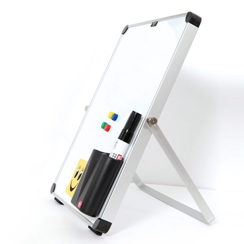 Small Desktop Dry Erase Board Portable Small Magnetic Double Sided Whiteboard Easel for Kids to Do List White Board for Home Office School , Magnetic Whiteboard - white
