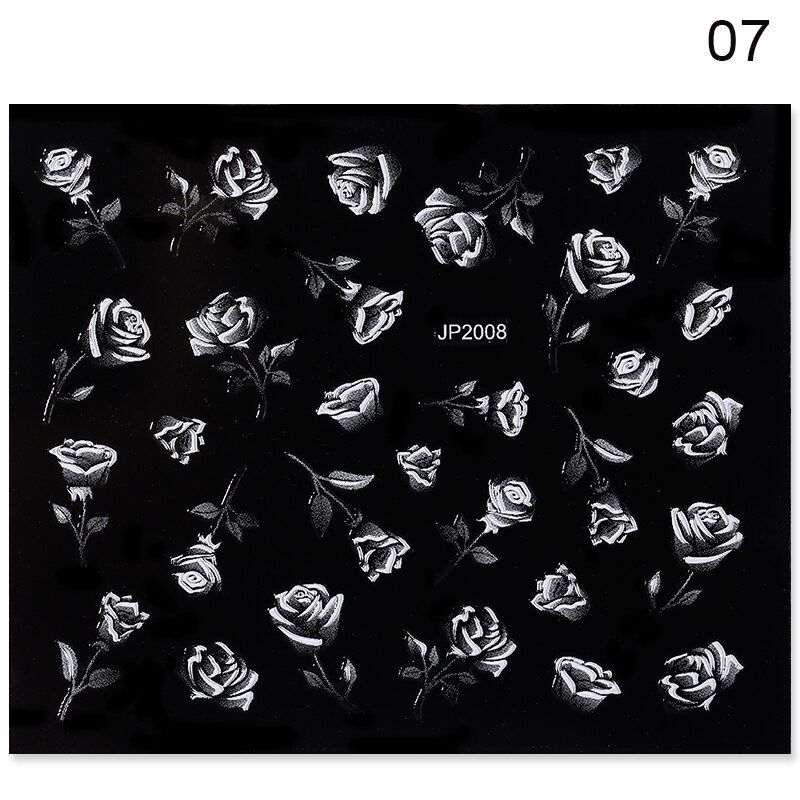 1 3D Nail Sticker  Daisy Colorful Flower And Leaf Pattern Nail Decal Stickers Summer Nail Sticker Art Decorations