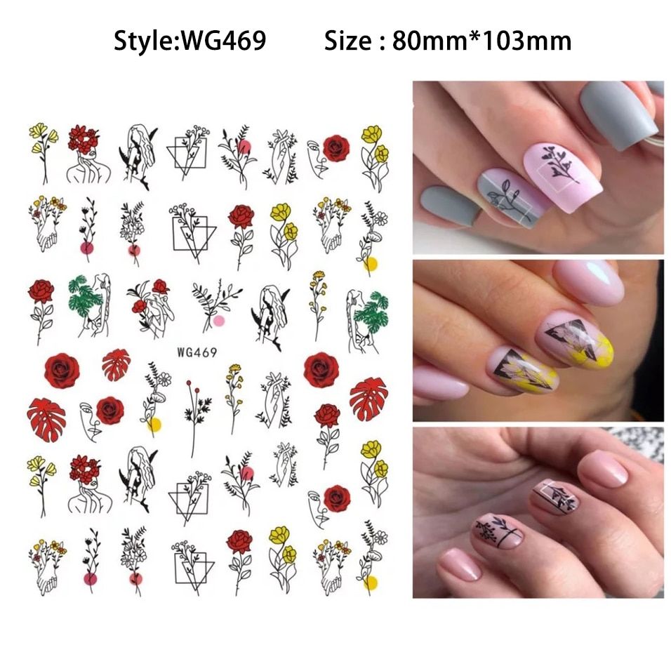 1pcs Abstract Abstract Lady Face 3D Nail Stickers Decals Nail Art Decorations Manicures Foils Decoration For New year Gift