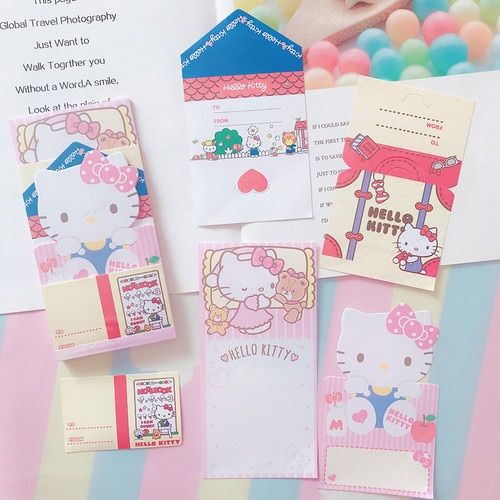 Kawaii Cartoon My Melody Greeting Cards With Envelope Pudding dog Post Card For Birthday Christmas Party Wedding Decoration